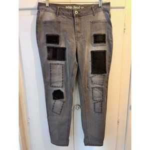 Indigo Thread Co Gray Denim Jeans, Patches, Size 12, Ankle Jeans